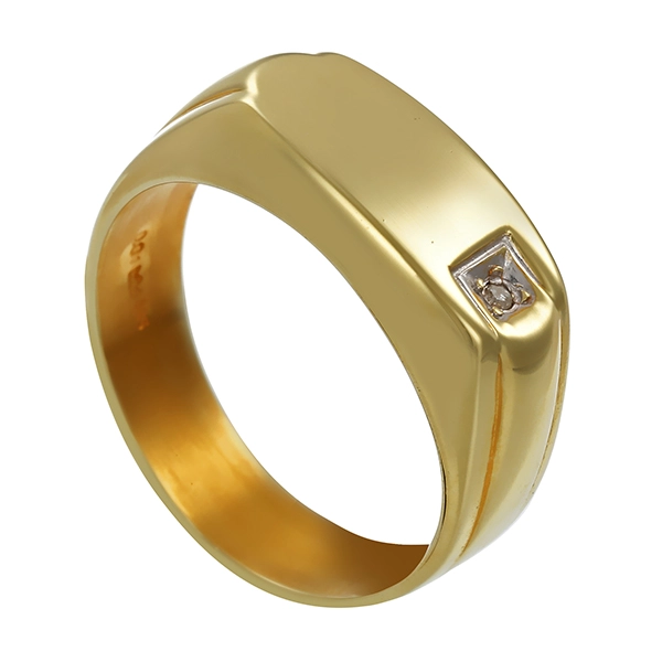 Herrenring, 14K, Gelb-/Weißgold, Diamant