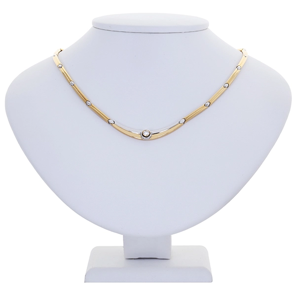 Collier, 18K, Gelb-/Weißgold, Brillant 0,17 ct