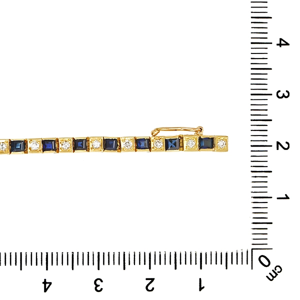 Armband, 18K, Gelbgold, Brillant, Saphir