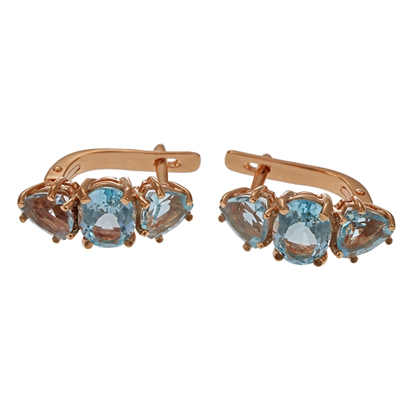 Steckhänger, 14K, Rotgold, Topas blau