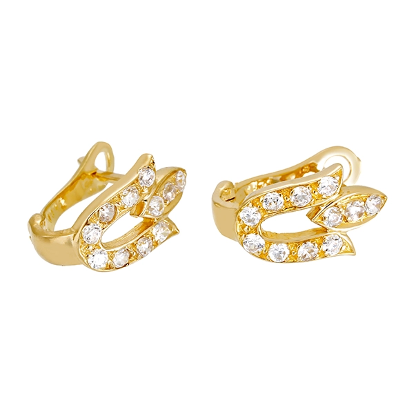 Clip-Stecker, 14K, Gelbgold, Zirkonia