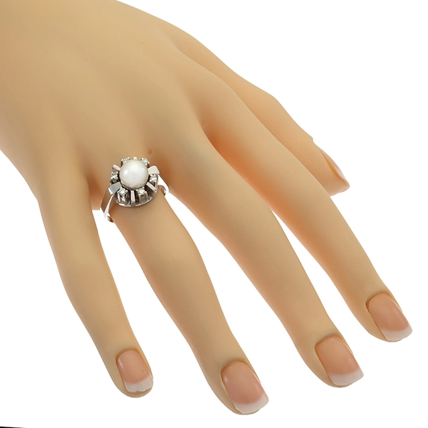 Diamantring, 14K, Weißgold, Perle