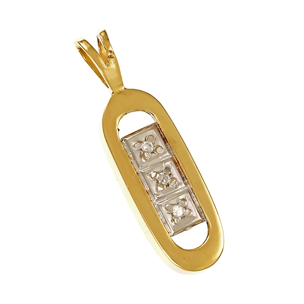 Anhänger, 14K, Gelb-/Weißgold, Diamant