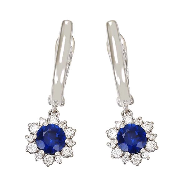 Ohrhänger, 18K, Weißgold, Saphire, Brillanten, 0,23ct