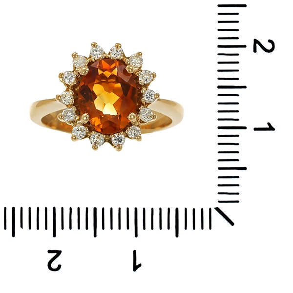 Ring, 18K, Gelbgold, Citrin, Brillanten