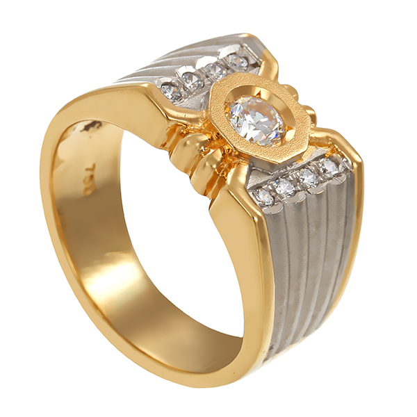 Ring, 18K, Gelb-/Weißgold, Zirkonia