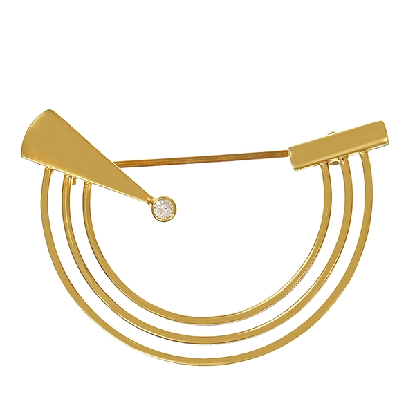 Brosche, 14K , Gelbgold, Brillant