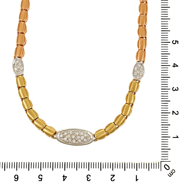 Collier, 14K, Gelb-/Weiß-/Rotgold, Brillanten
