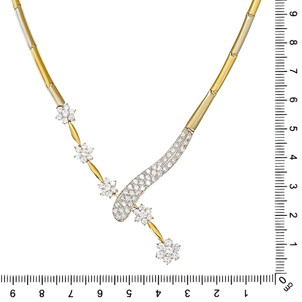 Collier, 14K, Gelb-/Weißgold, Zirkonia