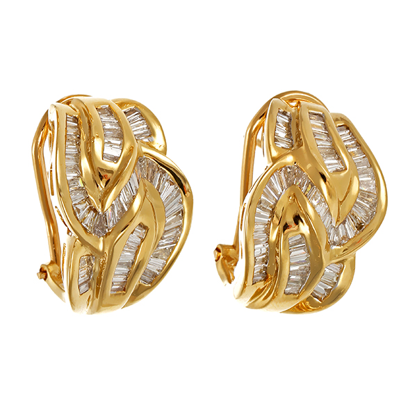 Clip-Stecker, 18K, Gelbgold, Diamanten Trapez