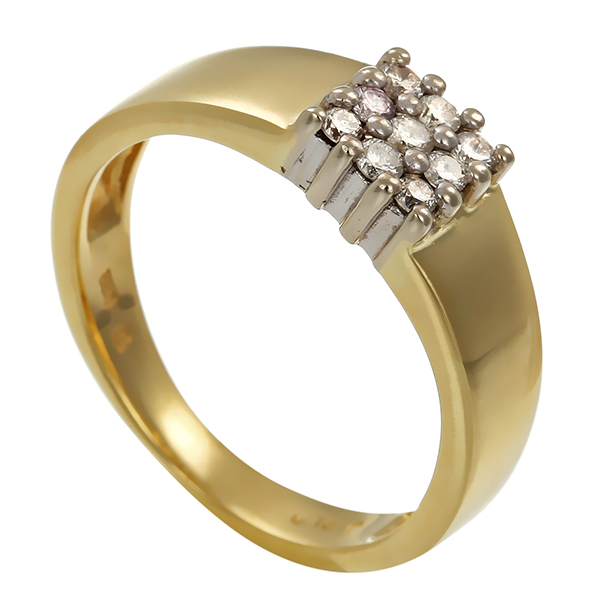 Ring, 14K, Gelb-/Weißgold, Brillanten