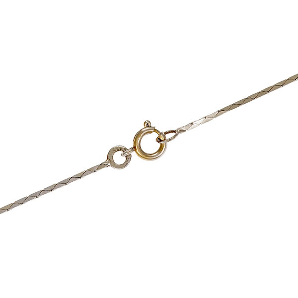 Collier, 8K, Weißgold, Saphir, Diamant