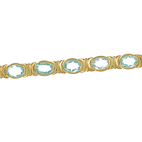 Armband, 14K, Gelbgold, Topas blau