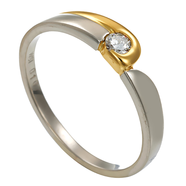 Diamantring, 18K, Gelbgold, Pt950, Platin, Brillant