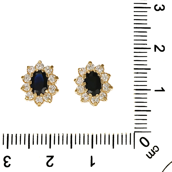 Ohrstecker, 14K, Gelbgold, Saphire, Zirkonia