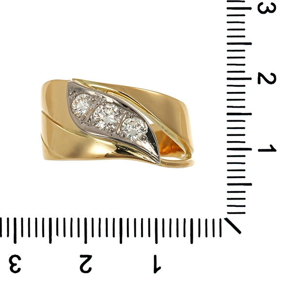Diamantring, 14K, Gelb-/Weißgold, Brillanten