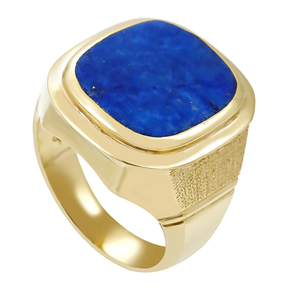 Herrenring, 14K, Gelbgold, Lapis