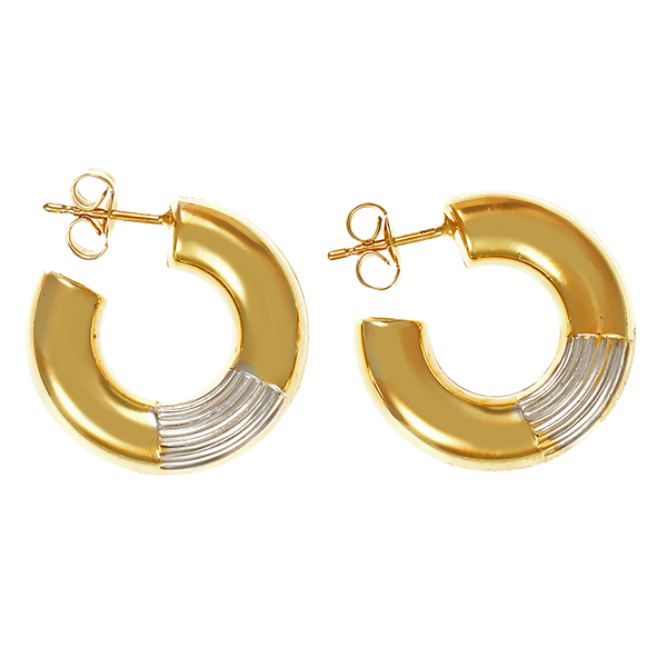 Steckcreolen, 8K, Gelb-/Weißgold