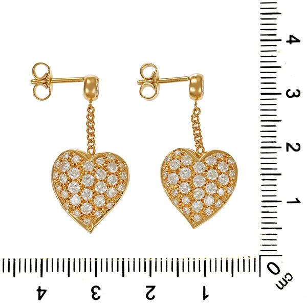 Steckhänger, 14K, Gelbgold, Brillanten, Herzen