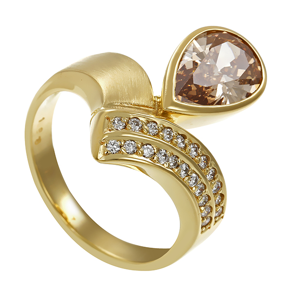 Diamantring, 14K, Gelbgold, Diamant, Brillanten