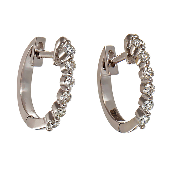 Creolen, 14K, Weißgold, Brillanten