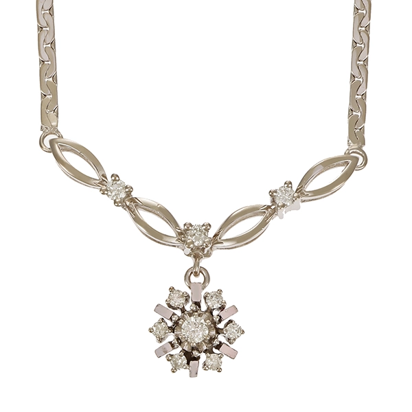 Collier, 14K, Weißgold, Brillanten
