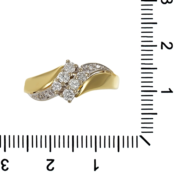 Ring, 14K, Gelb-/Weißgold, Brillanten