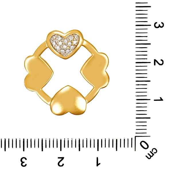 Anhänger, 18K, Gelb-/Weißgold, Brillanten, Herz