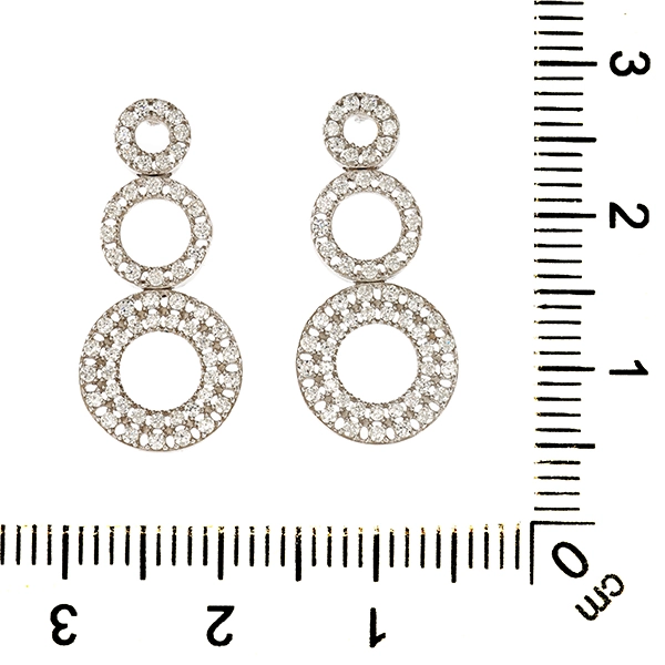 Ohrhänger, 14K, Weißgold, Zirkonia