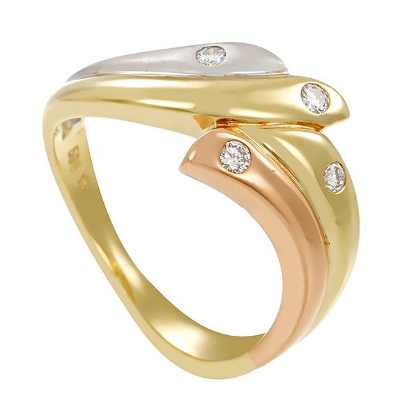 Diamantring, 14K, Rot-/Gelb-/Weißgold, Brillanten 0,14 ct