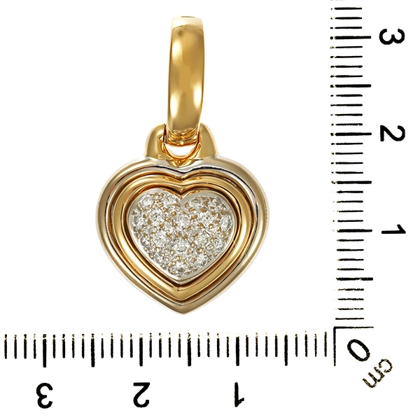 Anhänger, 18K, Gelb-/Weißgold, Brillanten, Herz