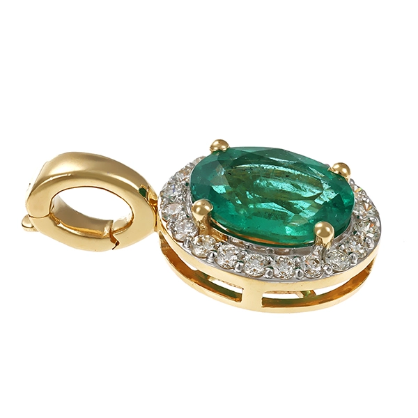 Anhänger, 14K, Gelb-/Weißgold, Smaragd, Brillanten