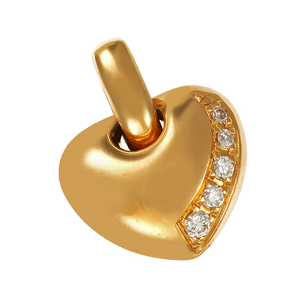 Anhänger, 18K, Gelbgold, Brillant, Herz