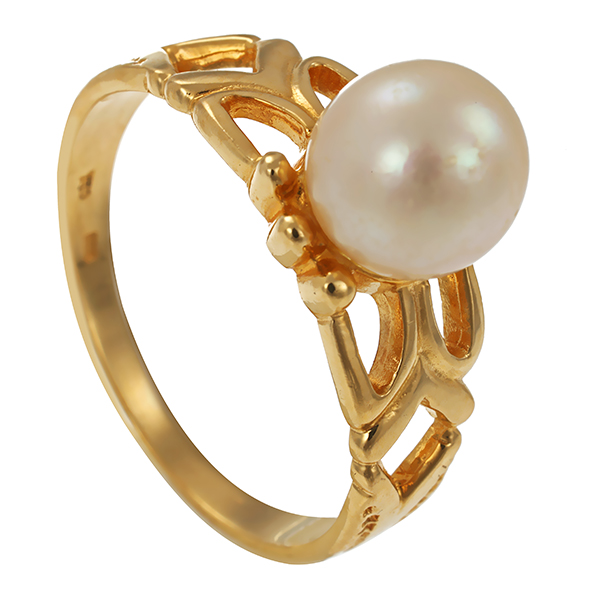 Ring, 18K, Gelbgold, Perle