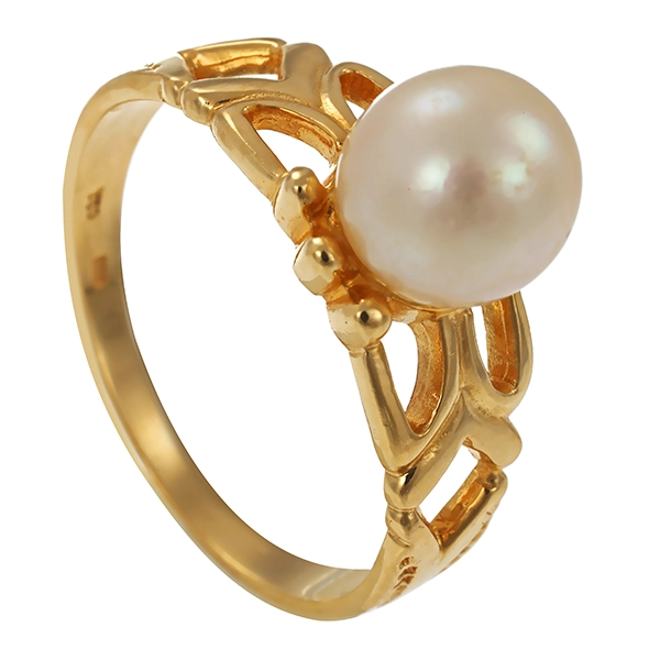 Ring, 18K, Gelbgold, Perle