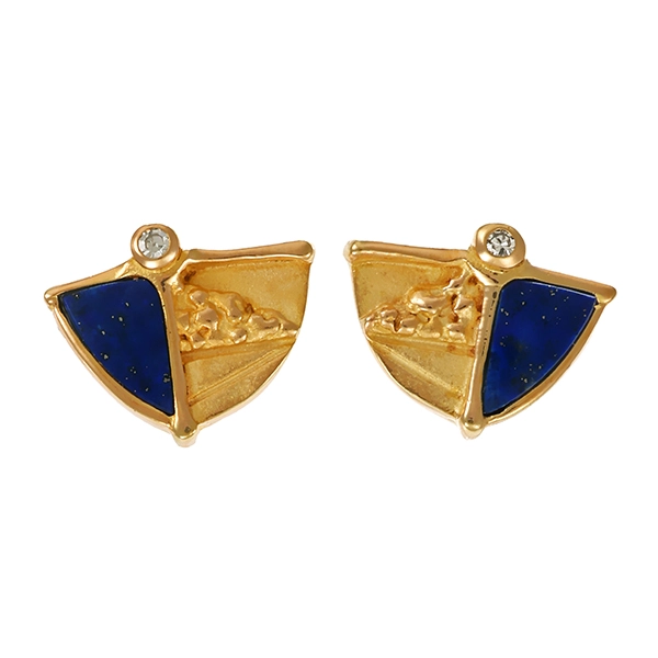 Ohrstecker, 8K, Gelbgold, Lapis, Diamanten