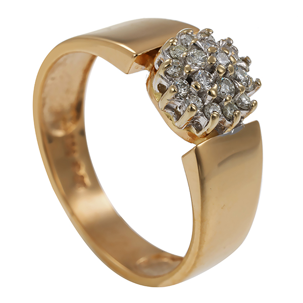 Diamantring, 14K, Gelb-/Weißgold, Brillanten 0,21 ct
