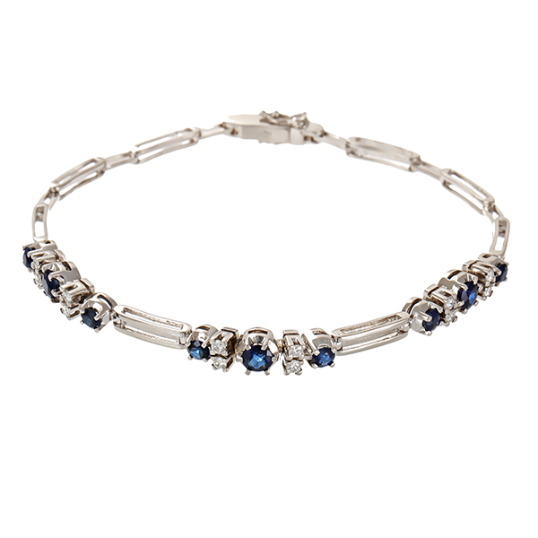 Armband, 18K, Weißgold, Brillant, Saphir