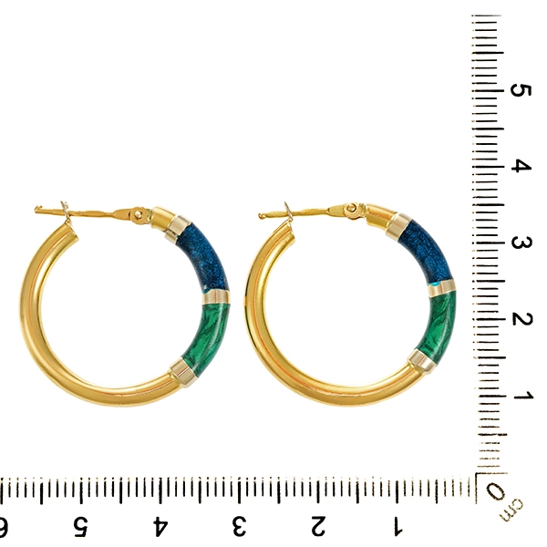 Creolen, 18K, Gelbgold, Emaille