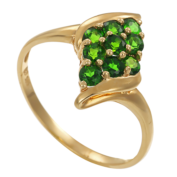 Ring, 14K, Gelbgold, Diopsid