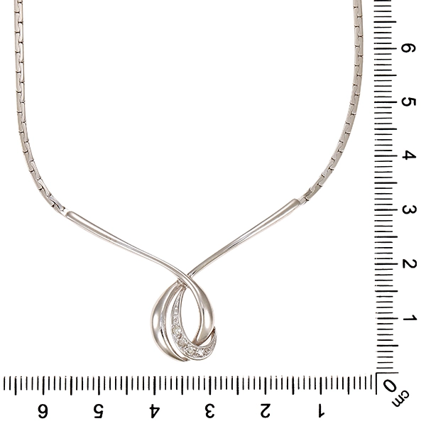 Collier, 14K, Weißgold, Diamanten