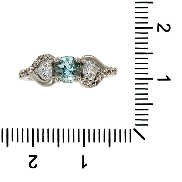 Ring, 18K, Weißgold, Aquamarin, Kristall