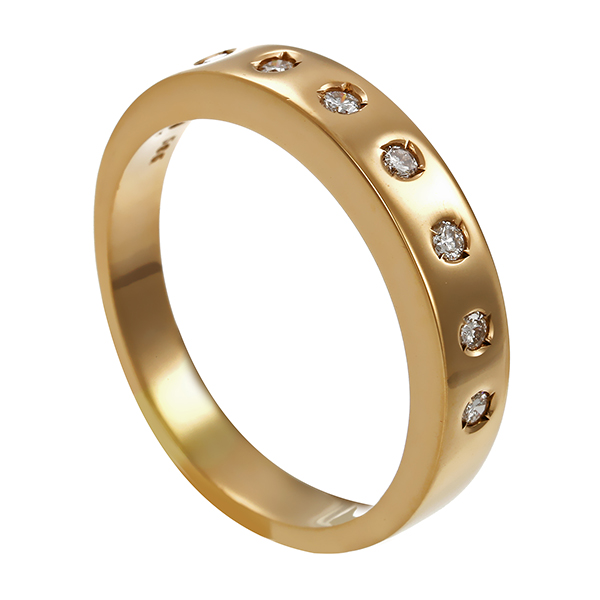 Ring, 14K, Gelbgold, Brillanten