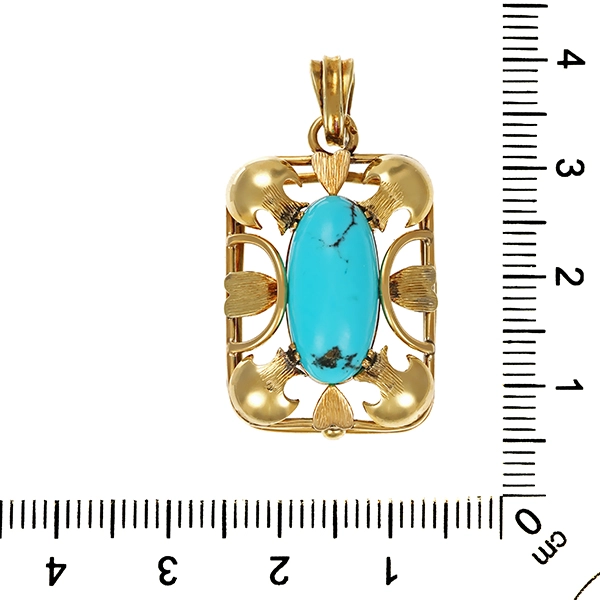 Anhänger, 14K, Gelbgold, Türkis