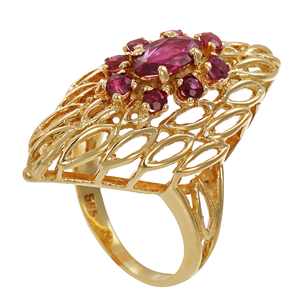 Ring, 14K, Gelbgold, Rubin