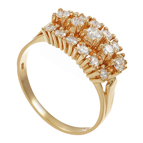 Ring, 14K, Gelbgold, Brillanten 