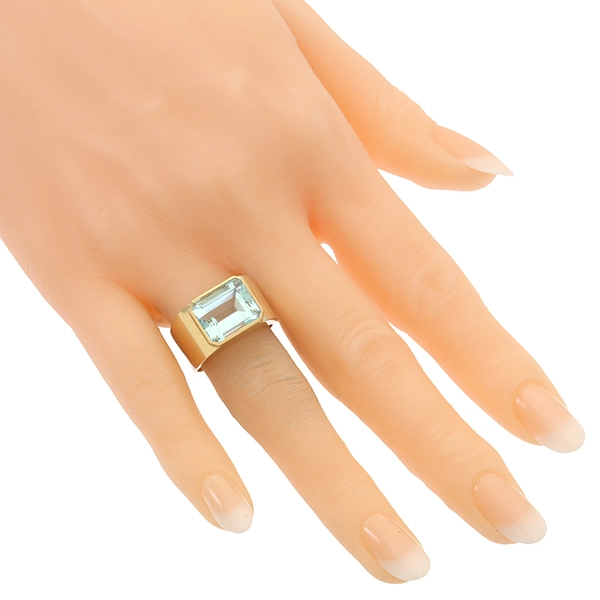 Ring, 14K, Gelbgold, Aquamarin