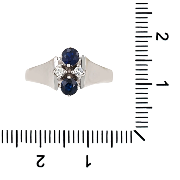 Ring, 14K, Weißgold, Saphire, Diamanten