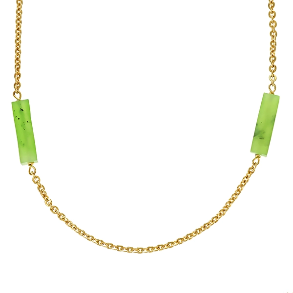 Collier, 14K, Gelbgold, Nephrit