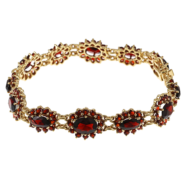 Armband, 8K, Gelbgold, Granat